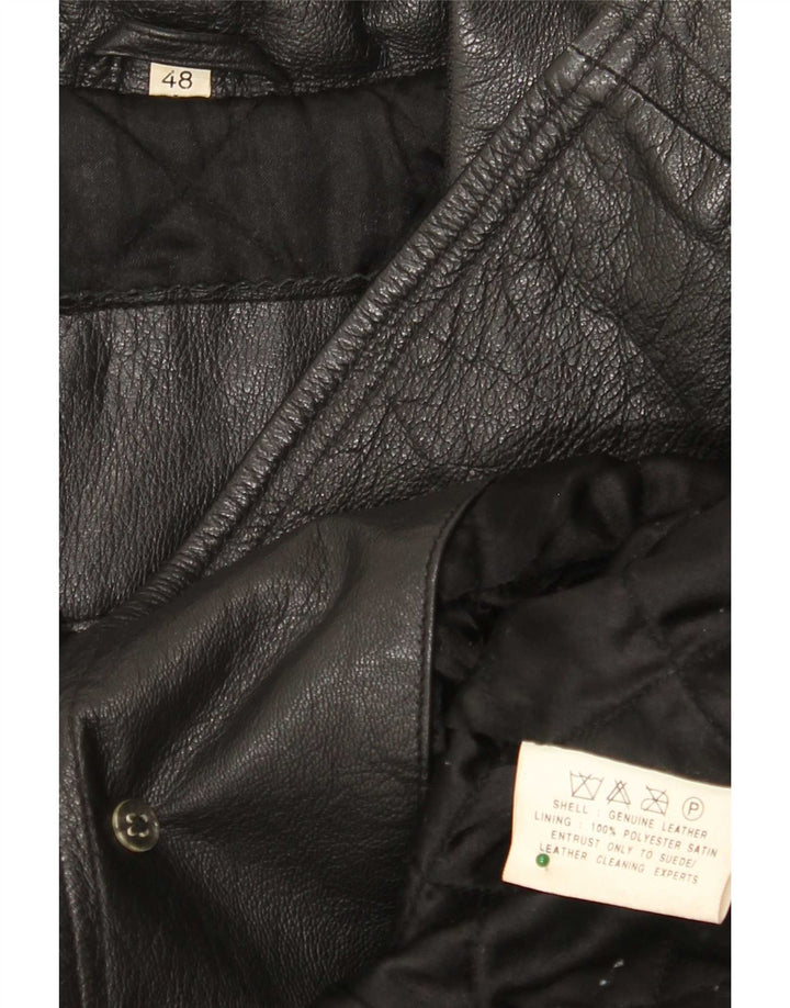 Vintage Γυναικείο Δερμάτινο Παλτό IT 48 XL Μαύρο