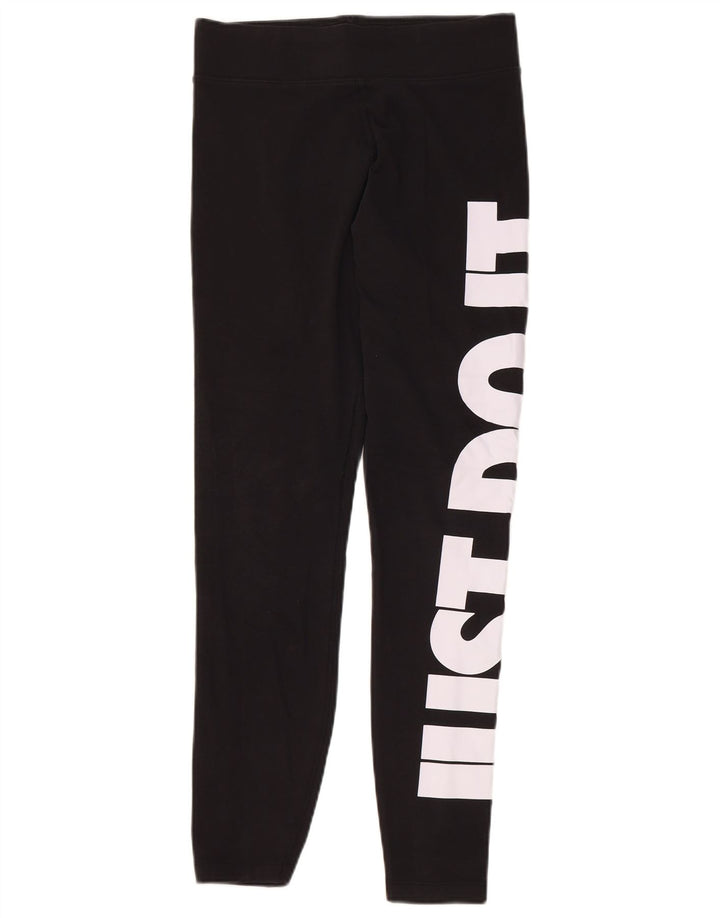 Γυναικεία γραφικά κολάν NIKE UK 12 μεσαίο μαύρο βαμβακερό