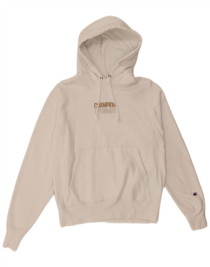 CHAMPION Γυναικεία αντίστροφη ύφανση Oversized Hoodie Jumper UK 10 Small White
