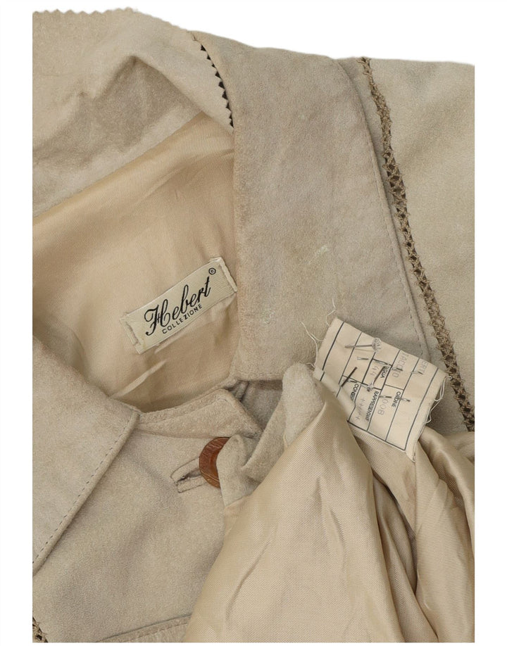 Vintage γυναικείο σουέτ πανωφόρι IT 44 Medium Grey Leather