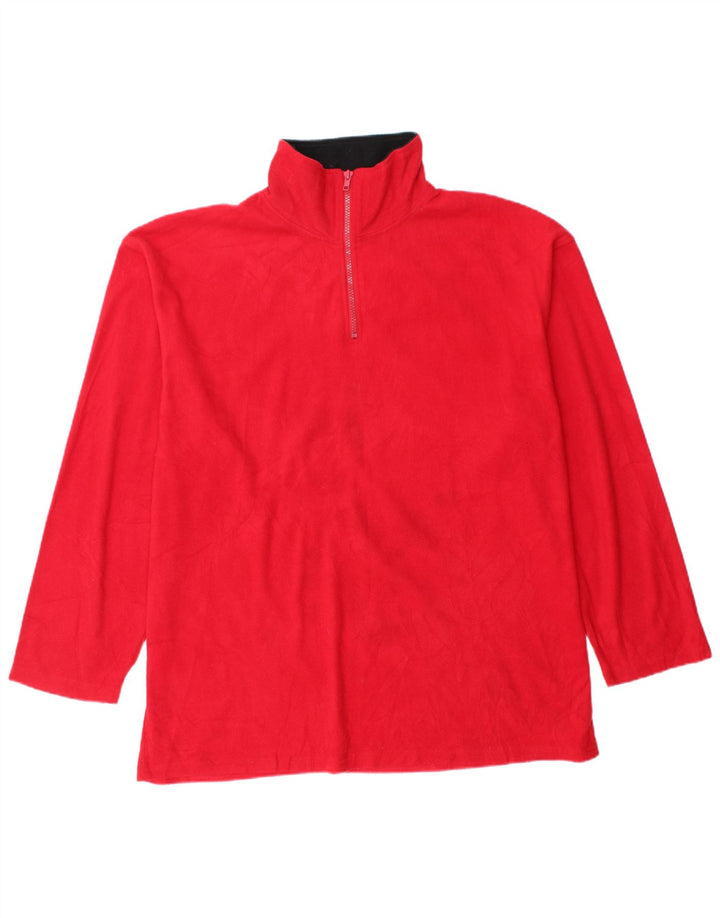 CHAPS Mens Zip Neck Fleece Jumper Large Red Polyester