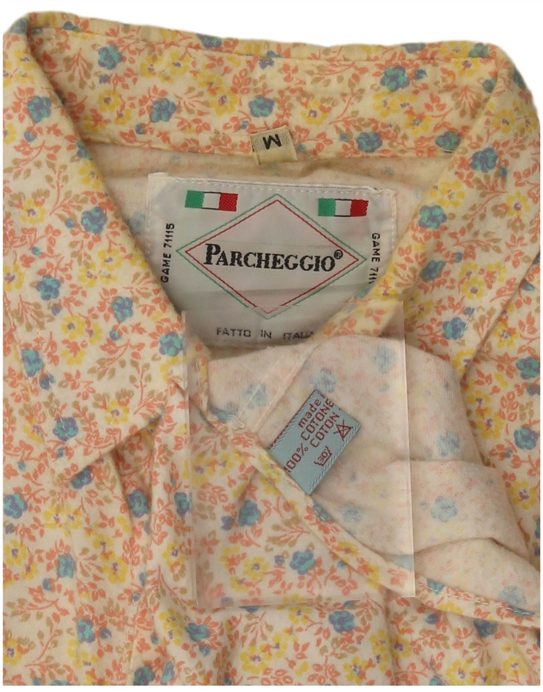 Vintage Ανδρικό πουκάμισο Μεσαίο Μπεζ φλοράλ βαμβακερό