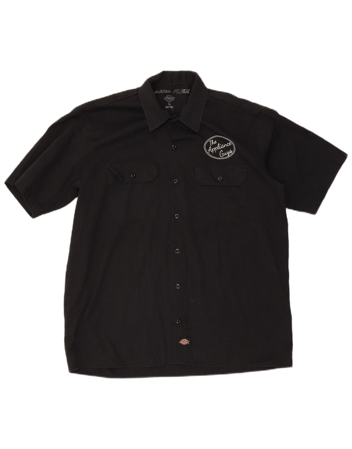 Ανδρικό γραφικό κοντομάνικο πουκάμισο Dickies μαύρο πολυεστέρα