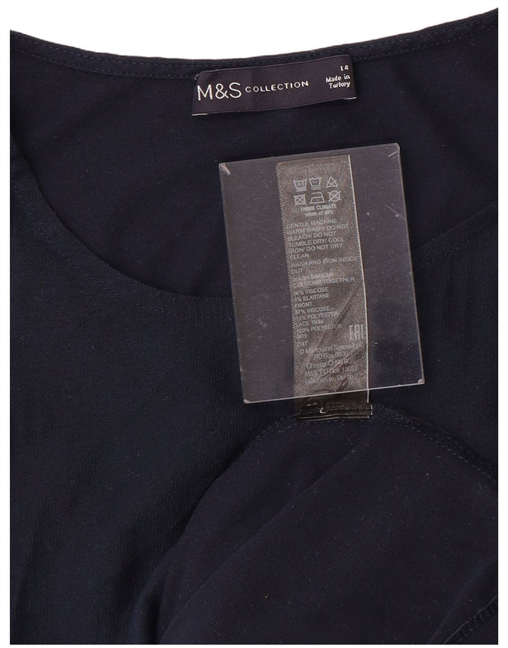 MARKS & SPENCER Womens Vest Top UK 14 Medium  Navy Blue Viscose