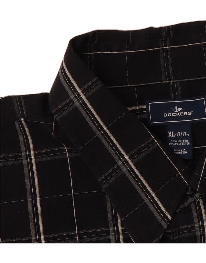DOCKERS Mens Shirt Size 17 1/2 XL Black Check Cotton Vintage Dockers and Second-Hand Dockers from Messina Hembry 