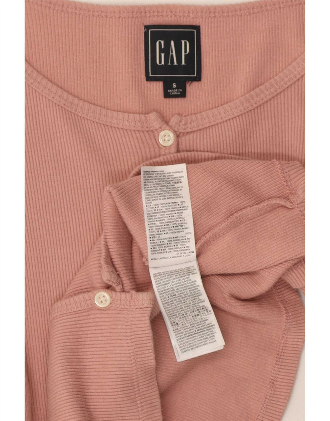 Gap Γυναικείο Crop Top Μακρυμάνικο UK 8 Μικρό Ροζ Βαμβακερό