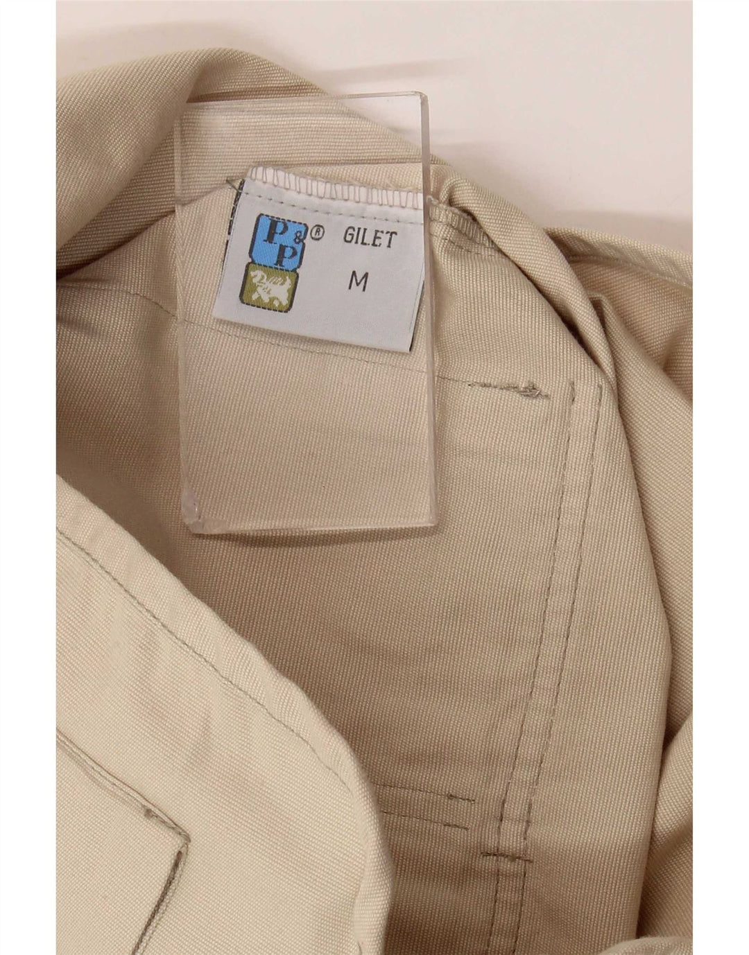 Vintage Womens Utility Gilet UK 14 Medium Beige Βαμβακερό