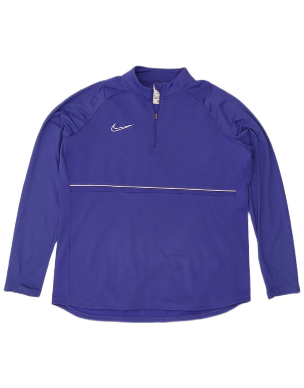 Ανδρική φόρμα πουλόβερ με φερμουάρ Dri Fit NIKE Top XL Blue Polyester