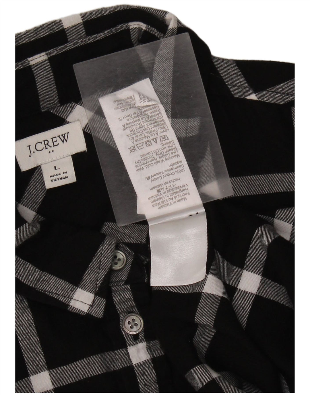 J. CREW Γυναικείο φανελένιο πουκάμισο UK 16 Large Black Check Cotton
