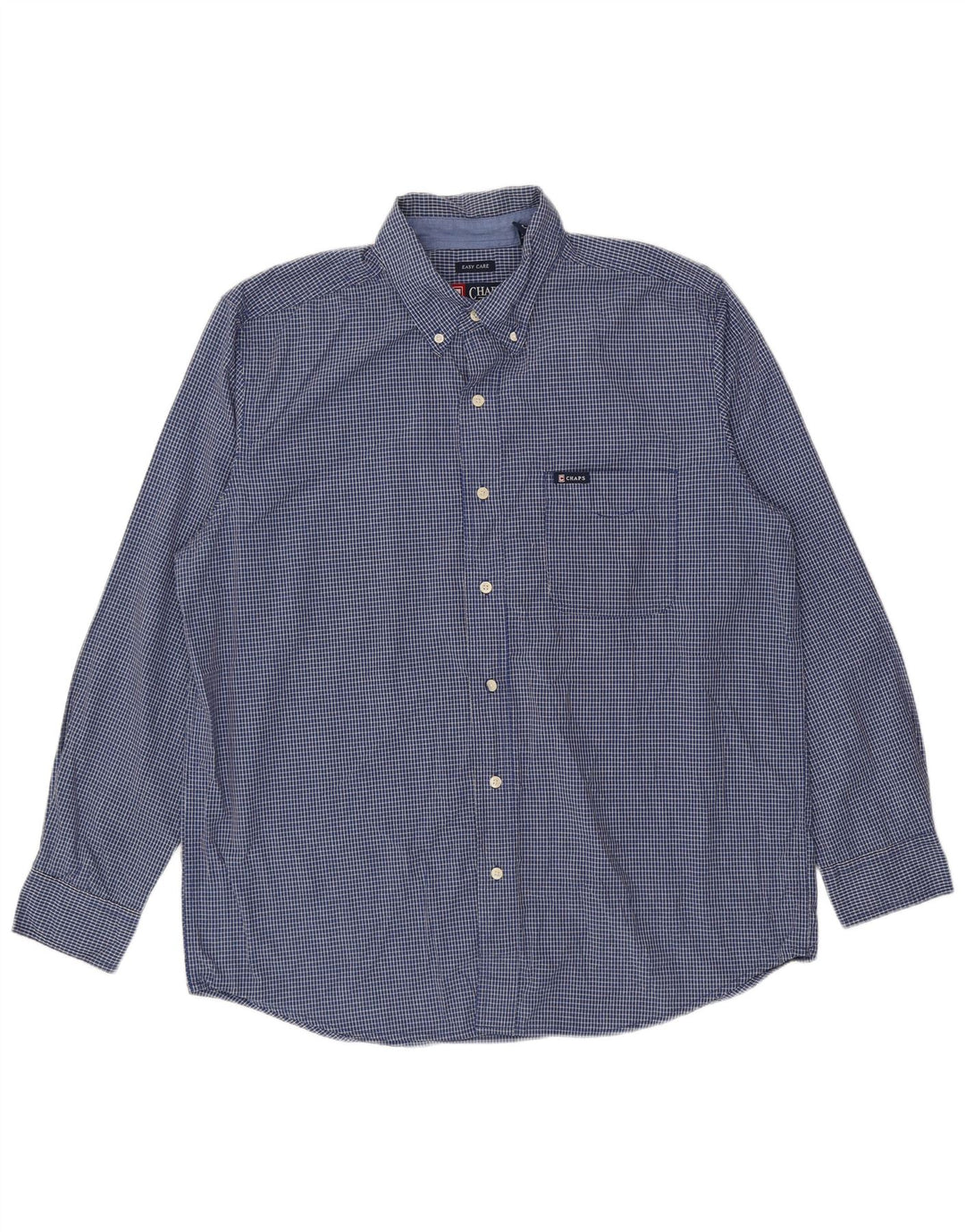 Chaps Ανδρικό πουκάμισο Easy Care Large Blue Check Cotton