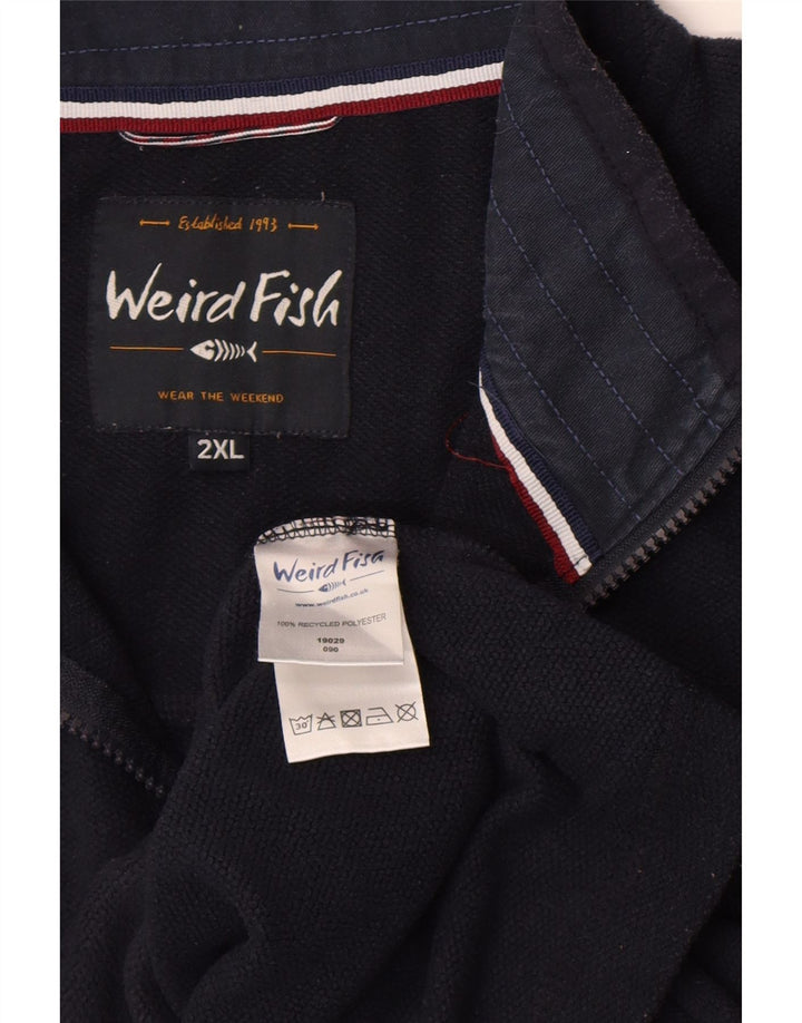 Weird Fish Mens Zip Fleece Jumper 2XL Navy Blue Polyester