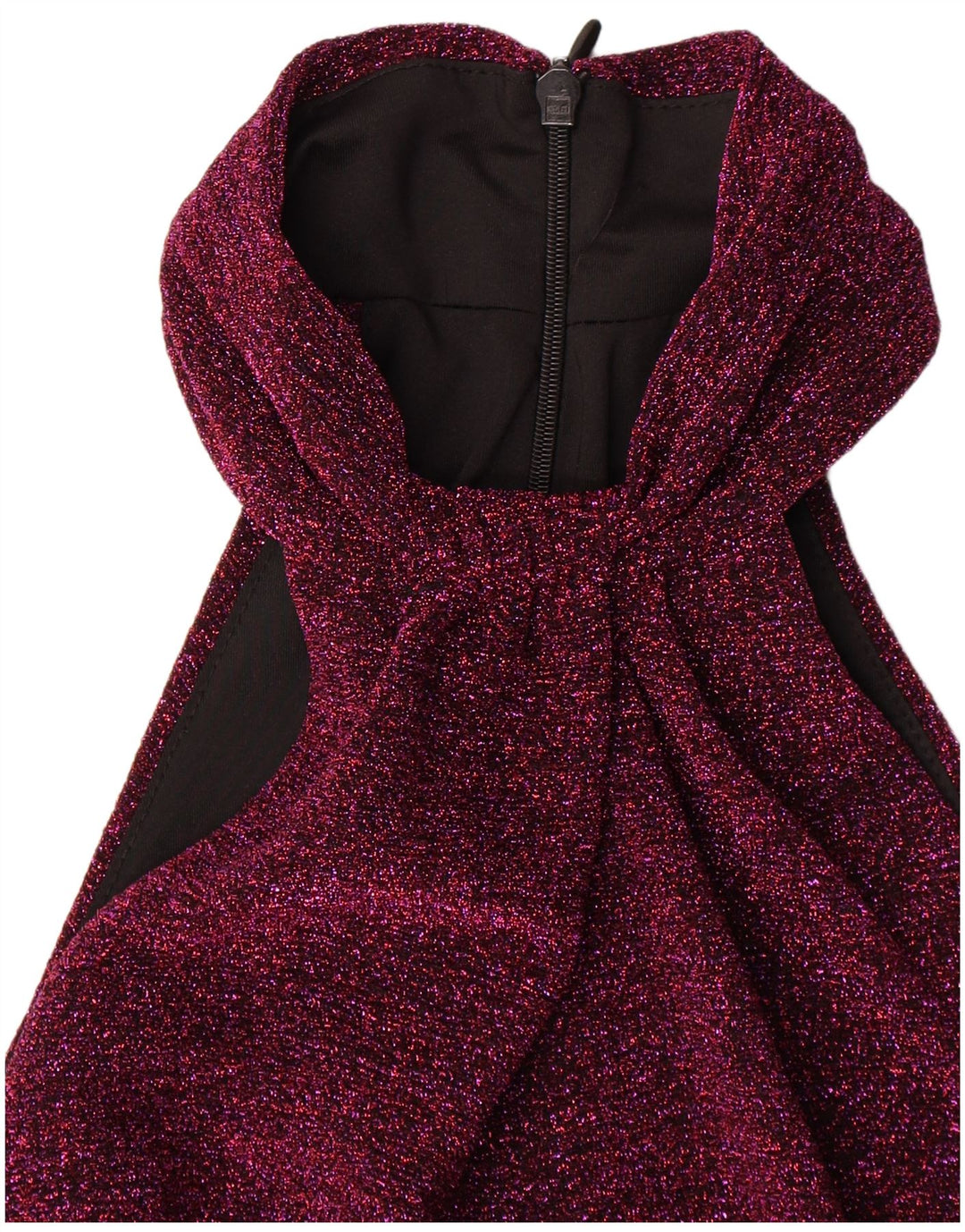 Vintage γυναικείο Maxi Halter Φόρεμα UK 8 Small Maroon Flecked Polyester