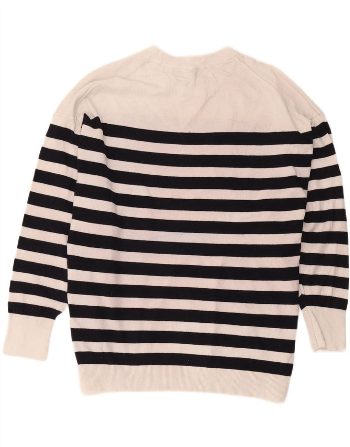 Zara γυναικείο πουλόβερ υπερμεγέθη Crew Neck Jumper UK 16 μεγάλο λευκό ριγέ