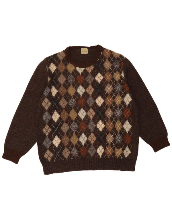 Ανδρικό πουλόβερ Trussardi Crew Neck Jumper Large Brown Argyle/Diamond