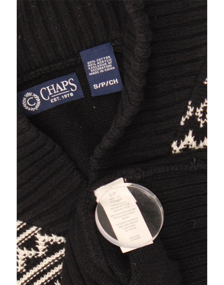 Ανδρικό πουλόβερ με ζακέτα CHAPS Small Black Fair Isle Cotton
