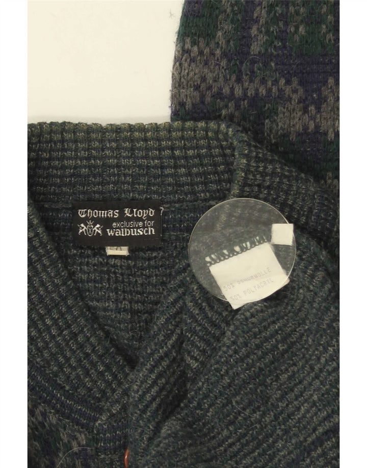 Ανδρικό πουλόβερ Walbusch Cardigan IT 50 Μεσαίο πράσινο γεωμετρικό μαλλί