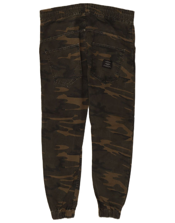 Zara Mens Joggers Chino Παντελόνι Μεγάλο W32 L27 Χακί Καμουφλάζ Βαμβακερό