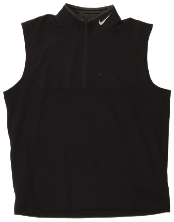 Ανδρικό γιλέκο με φερμουάρ Nike Dri Fit, μαύρο πολυεστέρα