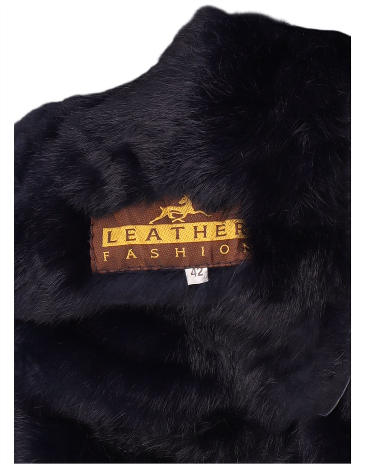 Vintage γυναικείο σουέτ πανωφόρι EU 42 Large Navy Blue δέρμα