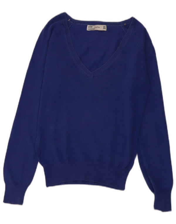 Zara Γυναικείο πουλόβερ με V λαιμόκοψη UK 10 Small Blue