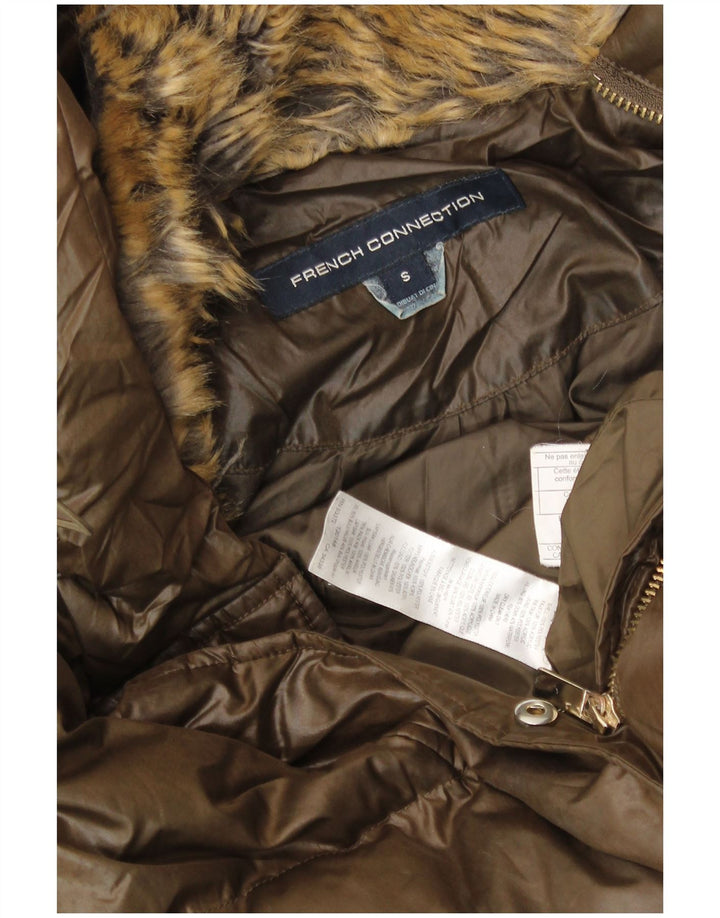 ΓΑΛΛΙΚΗ ΣΥΝΔΕΣΗ Γυναικείο παλτό με κουκούλα UK 10 Small Brown Polyester