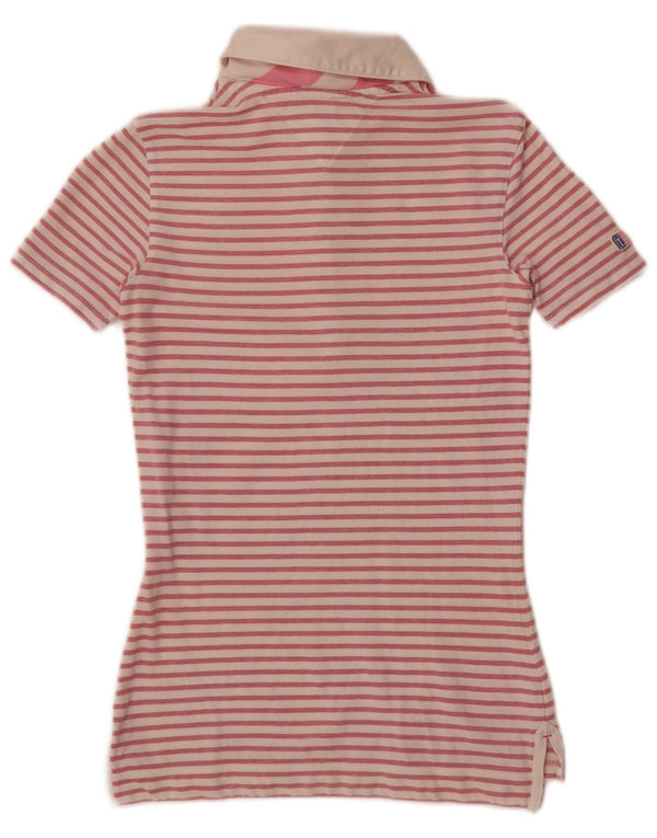 Tommy Hilfiger γυναικείο μπλουζάκι πόλο UK 4 XS Ροζ ριγέ
