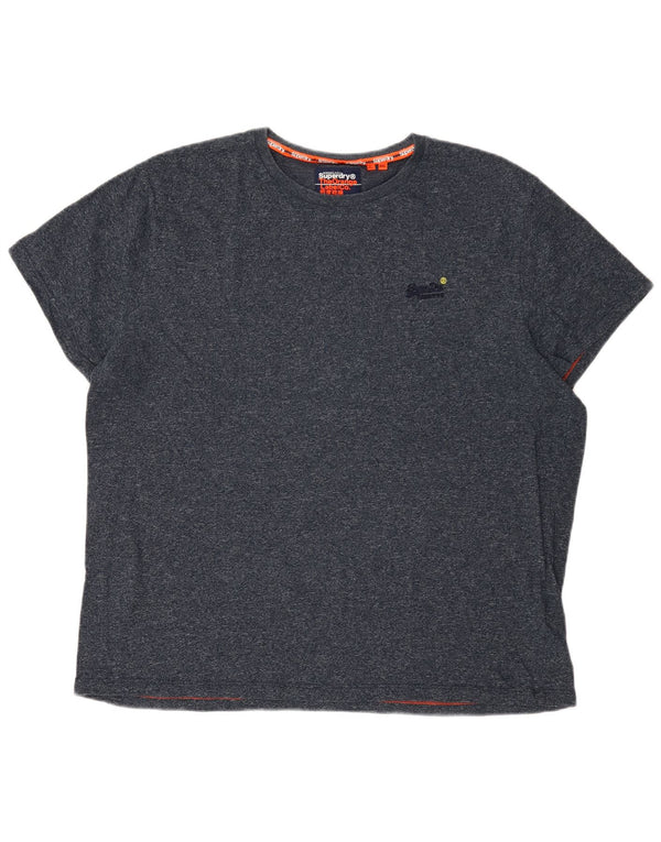 SUPERDRY Womens T-Shirt Top 4XL Navy Blue Flecked Cotton