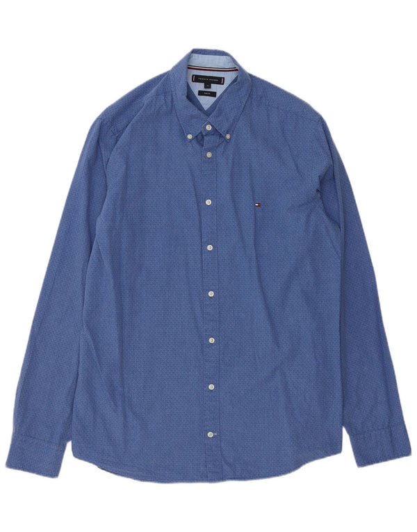 Ανδρικό πουκάμισο Tommy Hilfiger Slim Fit XL Μπλε γεωμετρικό βαμβακερό