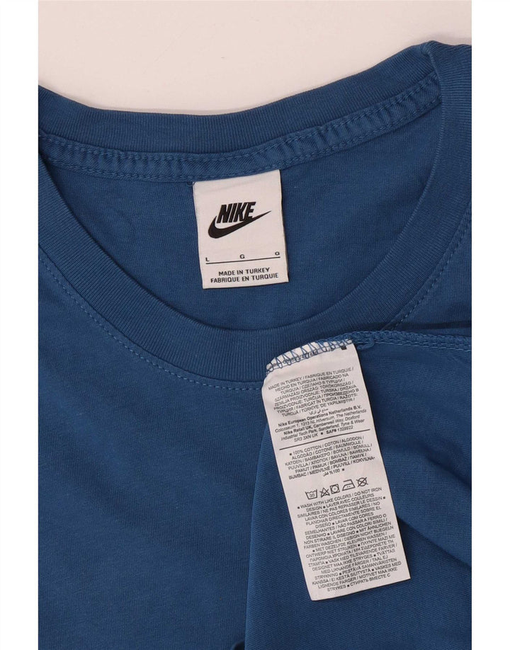 Ανδρικό μπλουζάκι Nike, μεγάλο μπλε βαμβακερό