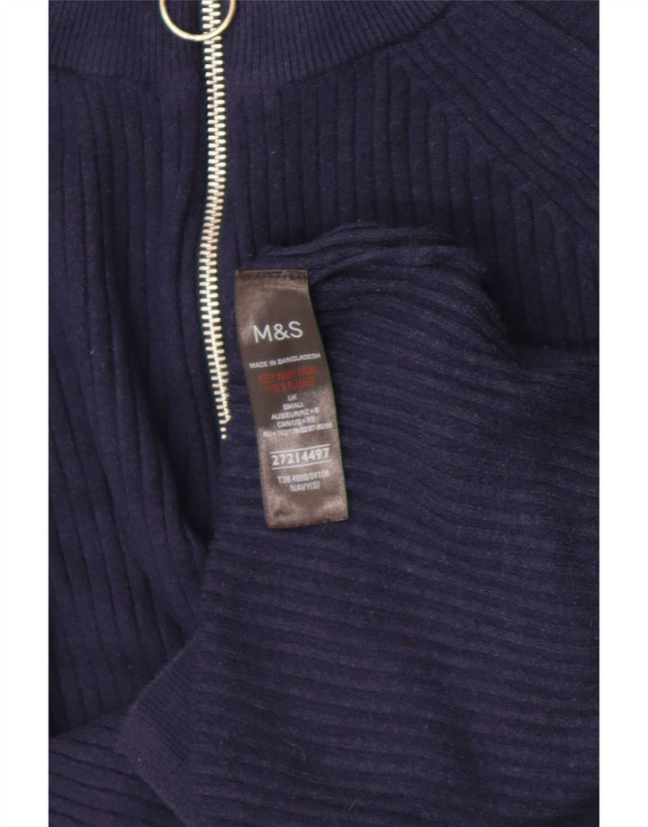 Marks & Spencer Γυναικείο πουλόβερ με φερμουάρ UK 10 Small Navy Blue