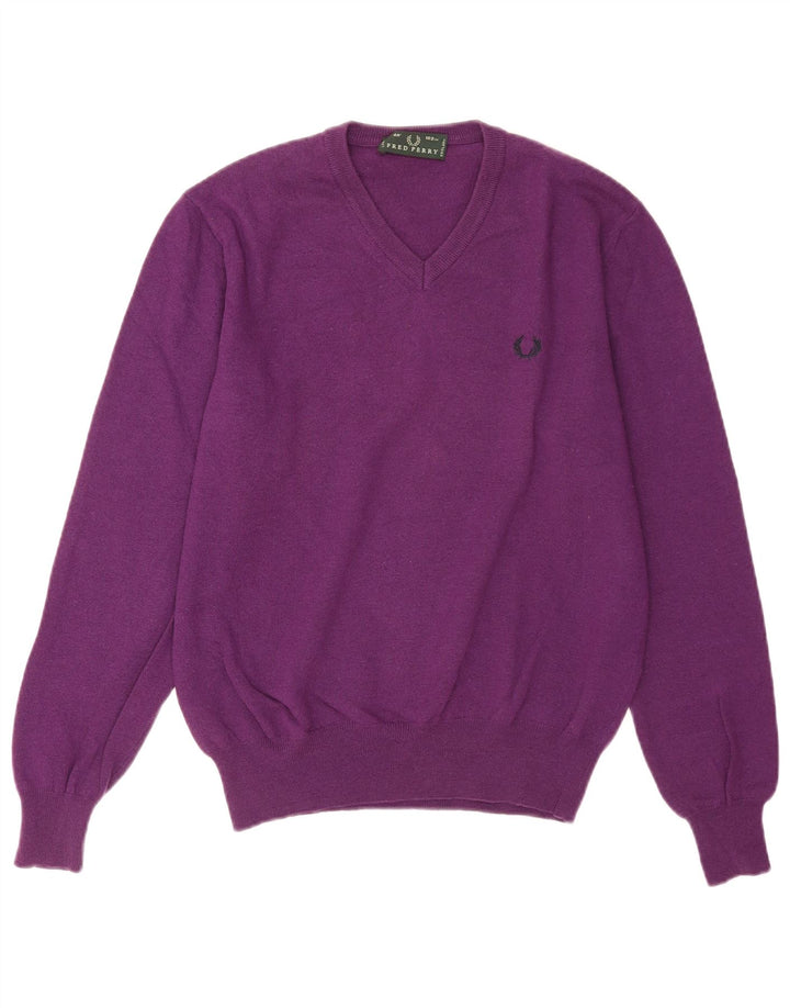 Fred Perry Ανδρικό πουλόβερ με λαιμόκοψη με λαιμόκοψη μεσαίο μωβ