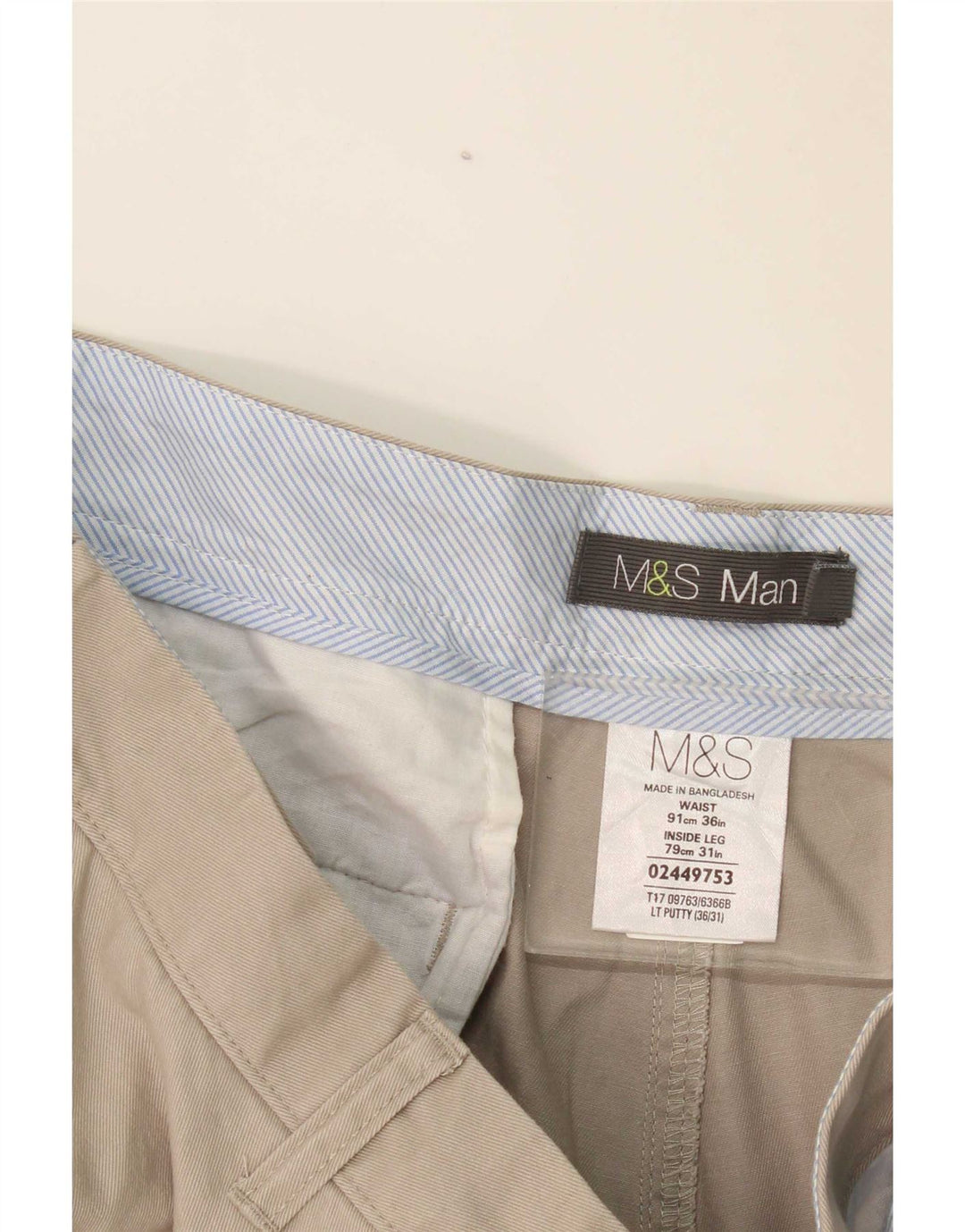 Marks & Spencer Ανδρικό ίσιο παντελόνι Chino W36 L31 Grey Polyester