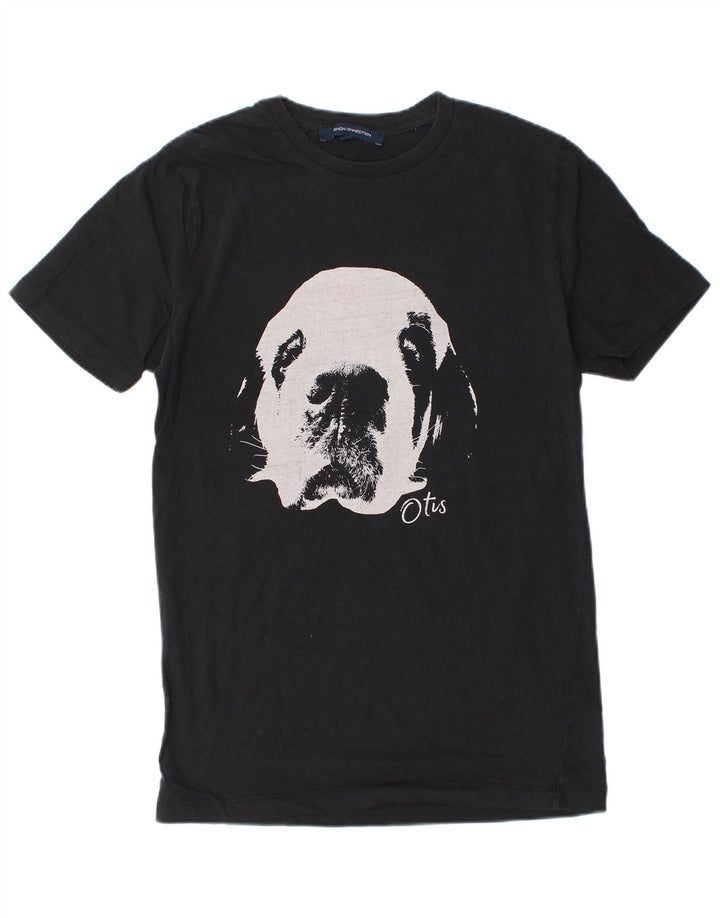 Γαλλική Connection Ανδρικό γραφικό T-Shirt Top Μικρό μαύρο βαμβακερό