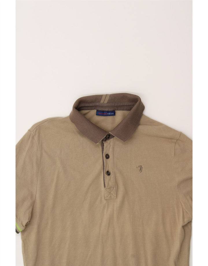 TRUSSARDI JEANS Mens Polo Shirt Small Brown Cotton Vintage Trussardi Jeans and Second-Hand Trussardi Jeans from Messina Hembry 