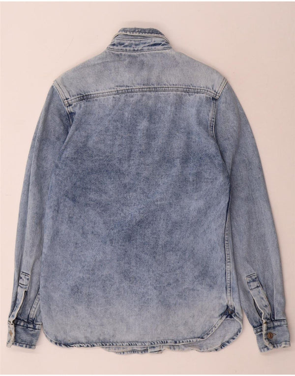 Zara Mens Regular Fit Denim Shirt Small Blue Cotton