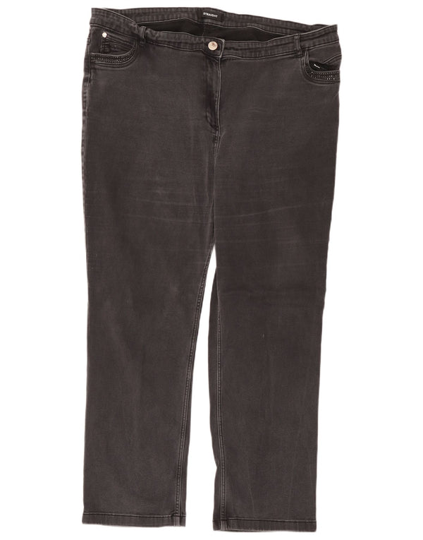 Marks & Spencer Γυναικεία Straight Jeans UK 24 4XL W40 L28 μαύρο βαμβακερό