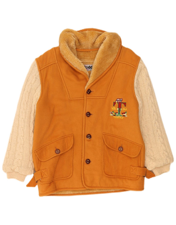 Vintage γυναικείο γραφικό σακάκι Sherpa UK 16 Large Beige Colourblock Ακρυλικό