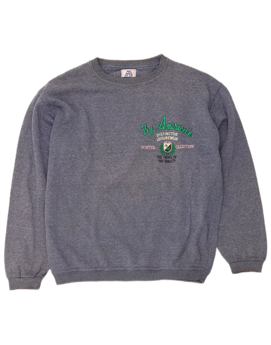 By American Womens Graphic Oversized Φούτερ Jumper UK 16 Large Blue