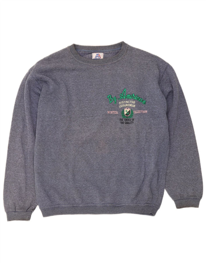 By American Womens Graphic Oversized Φούτερ Jumper UK 16 Large Blue