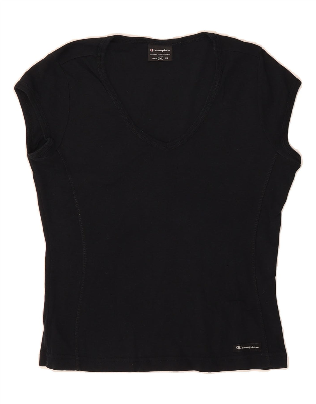 CHAMPION Womens T-Shirt Top UK 12 Medium Black Vintage Champion and Second-Hand Champion from Messina Hembry 
