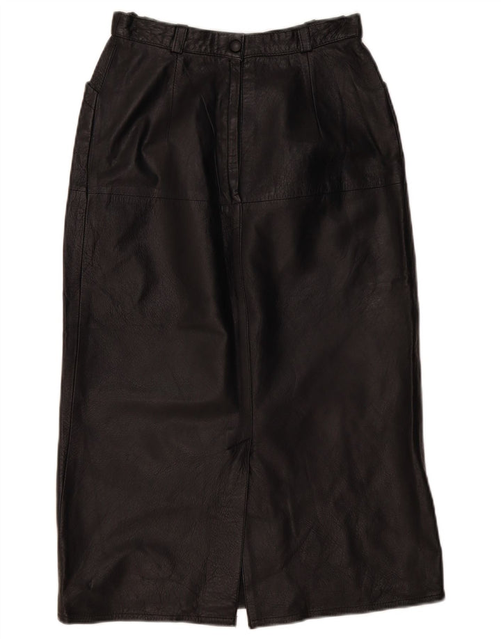 VINTAGE Γυναικεία Δερμάτινη Φούστα EU 36 Small W26 Μαύρη Δερμάτινη