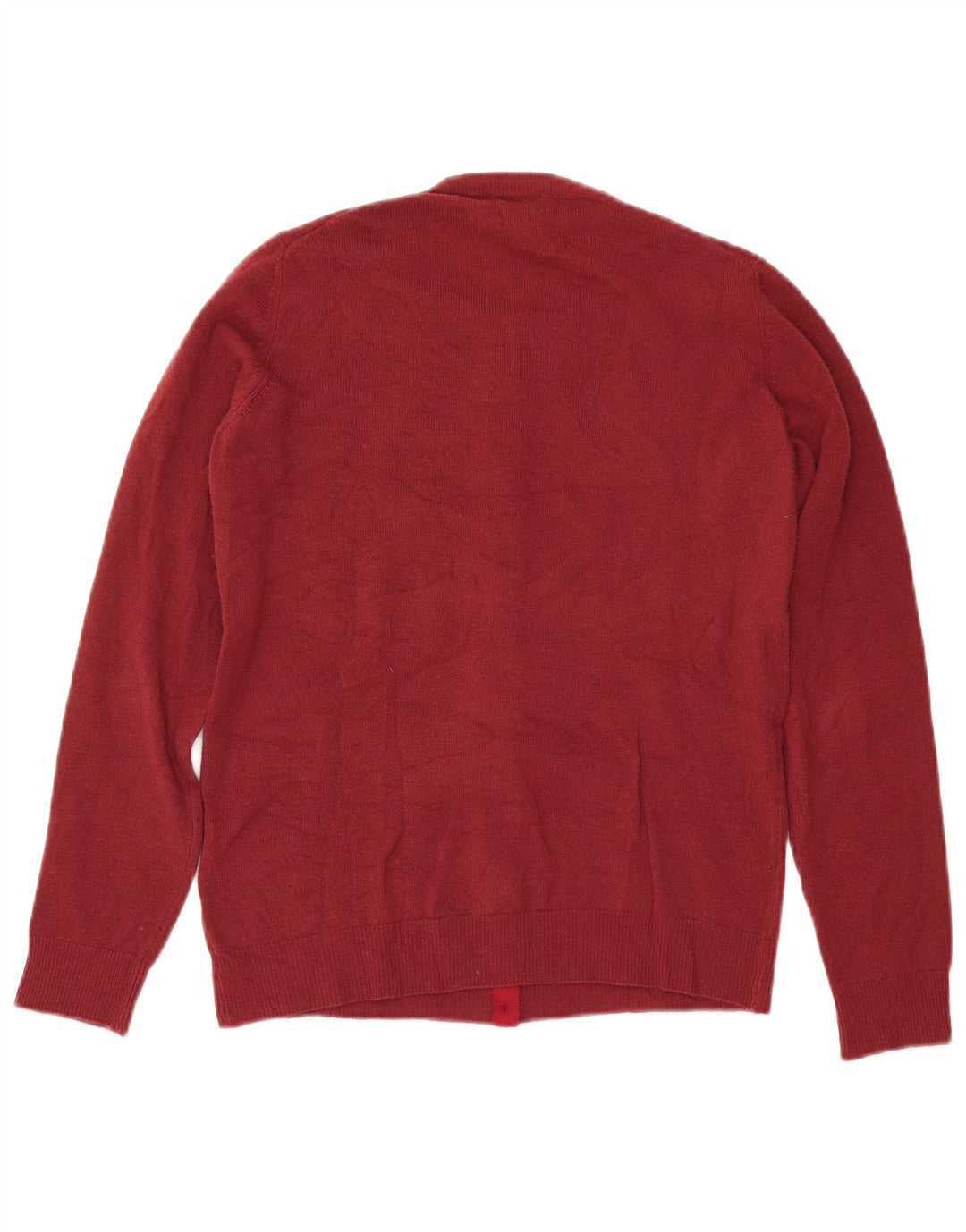 BENETTON Γυναικεία ζακέτα Crop UK 12 Medium Maroon μαλλί Merino