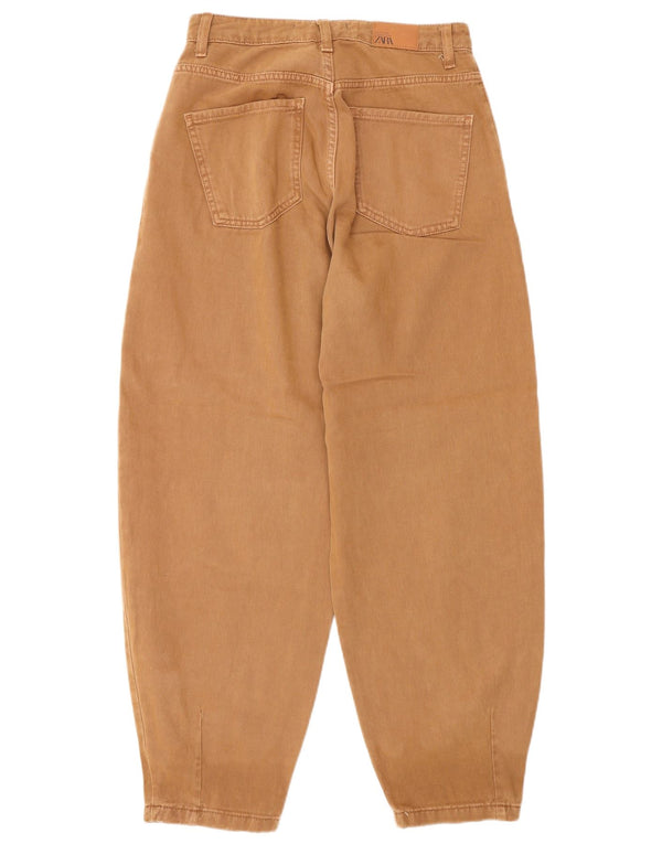 Zara γυναικείο μπαλόνι ψηλόμεσο τζιν EU 36 XS W26 L28 Καφέ βαμβακερό