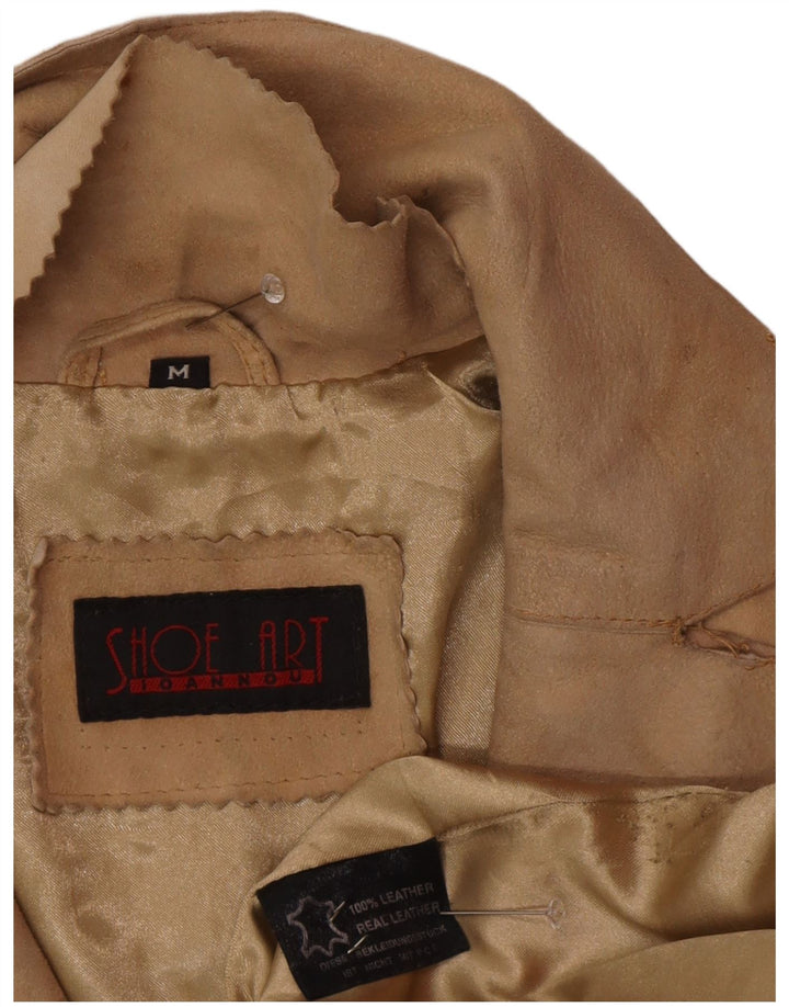 Vintage Γυναικείο Suede Leather Coat UK 12 Medium Beige Leather
