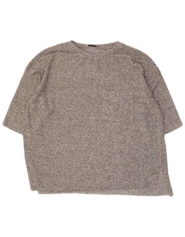Zara Γυναικείο T-Shirt Oversized Top UK 10 Small Grey Flecked