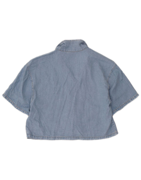 Zara Girls Crop κοντομάνικο τζιν πουκάμισο 13-14 ετών Blue Lyocell