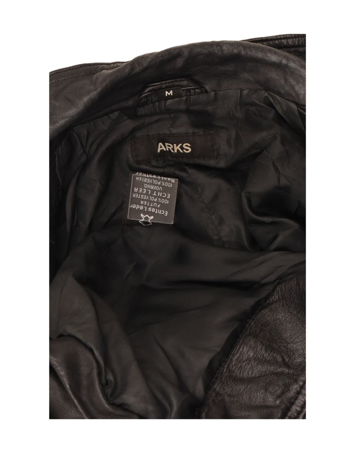 VINTAGE Womens Leather Jacket UK 12 Medium Black Leather