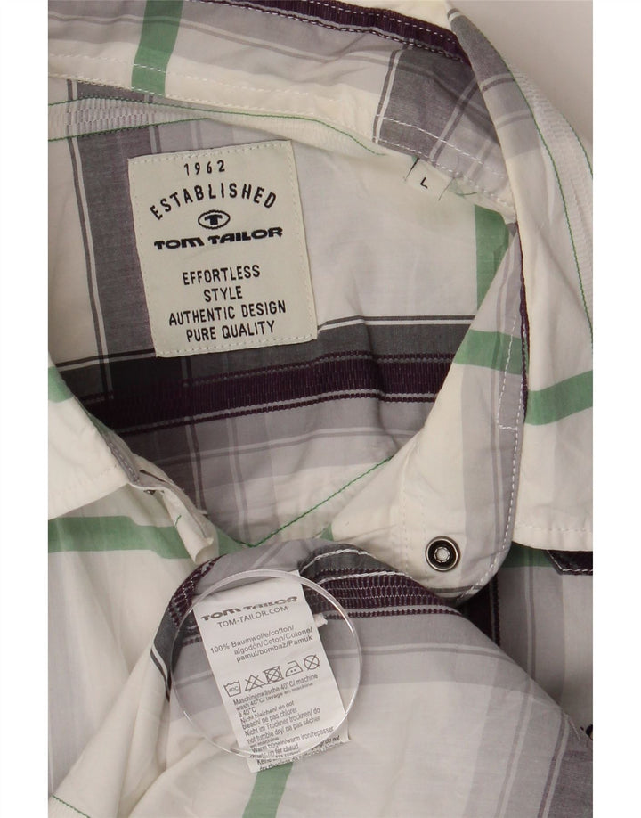TOM TAILOR Mens Shirt Large White Check Cotton Vintage Tom Tailor and Second-Hand Tom Tailor from Messina Hembry 