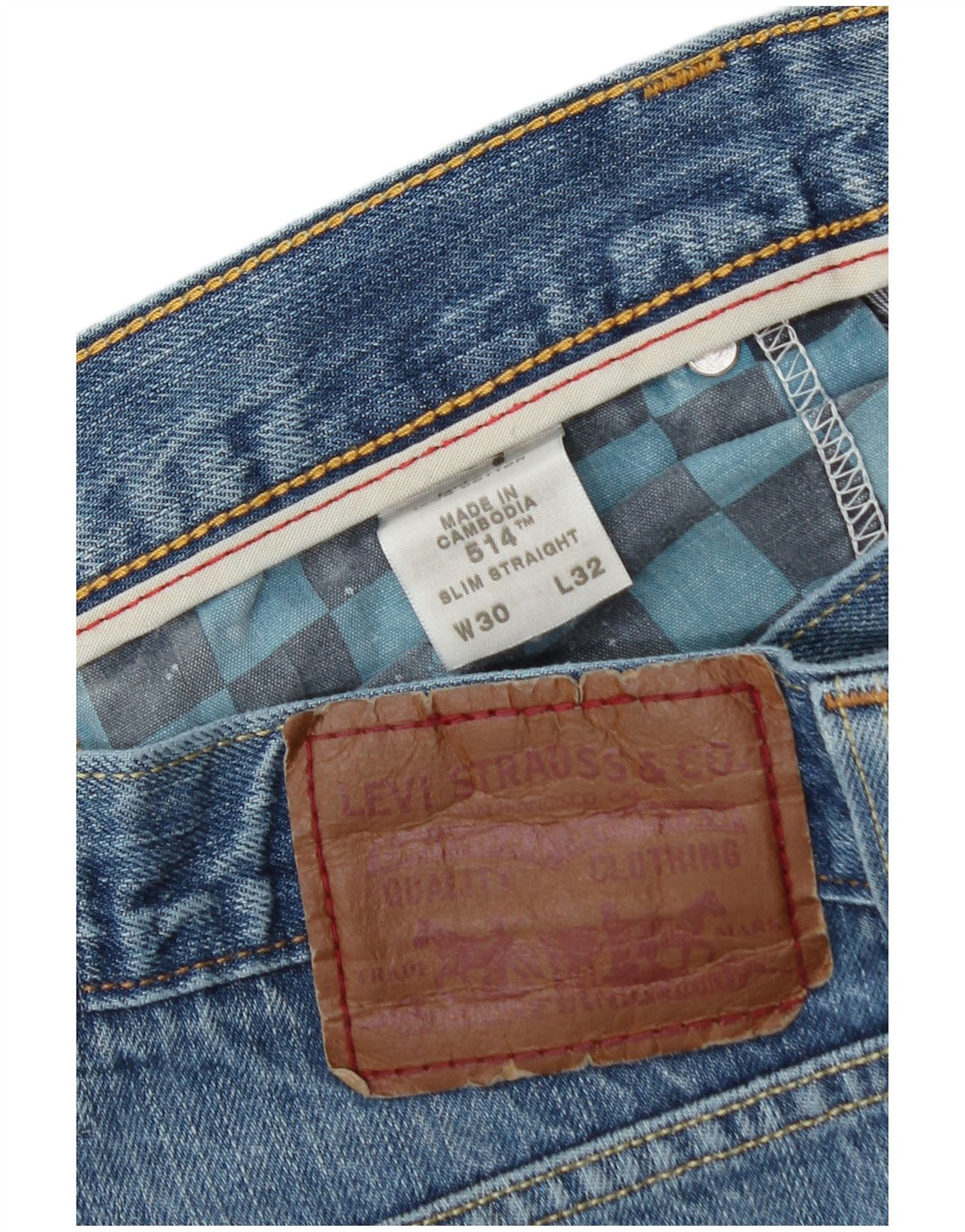 Levi's Mens 514 Straight Jeans W30 L30 Blue Cotton
