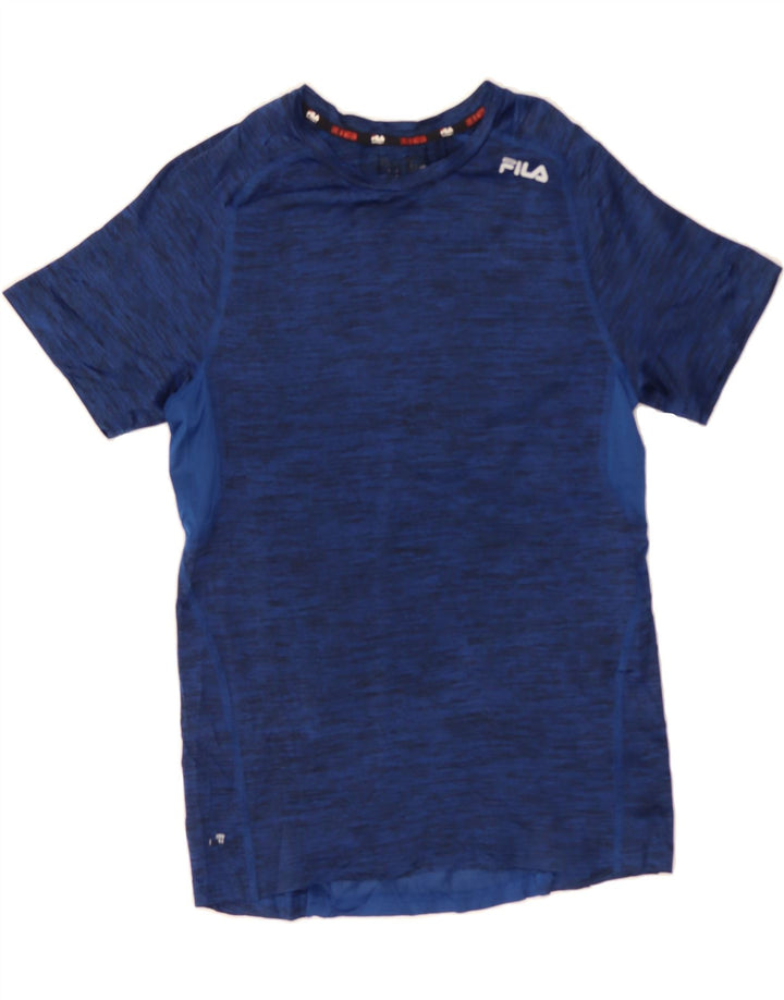 FILA Womens T-Shirt Top UK 12 Medium Blue Flecked Polyester Vintage Fila and Second-Hand Fila from Messina Hembry 
